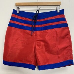 Boden Men's Swimshorts Size Stripe Detail Mesh Lined Blues Red Combo Nylon Beach